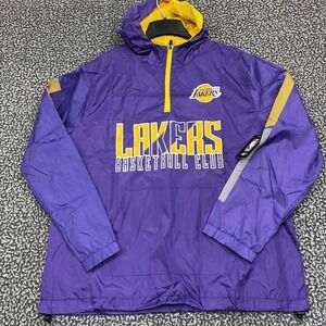 Los Angeles LA Lakers Windbreaker Jacket Men‎ Large Purple NBA 1/4 Zip New